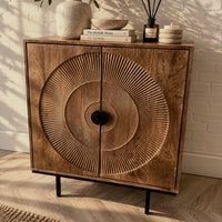 Dressoir Altea carved 80 cm mangohout moreno - Leverbaar medio oktober 