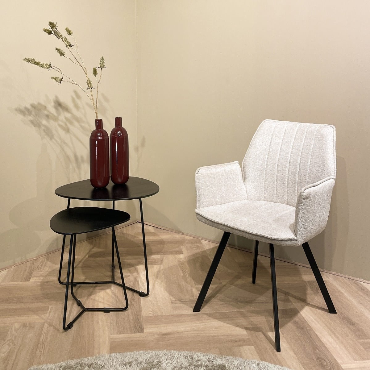 Eetstoel Louise - draaibaar, 2 kleuren beige/grey