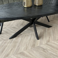 Ovale eettafel visgraat zwart 210cm