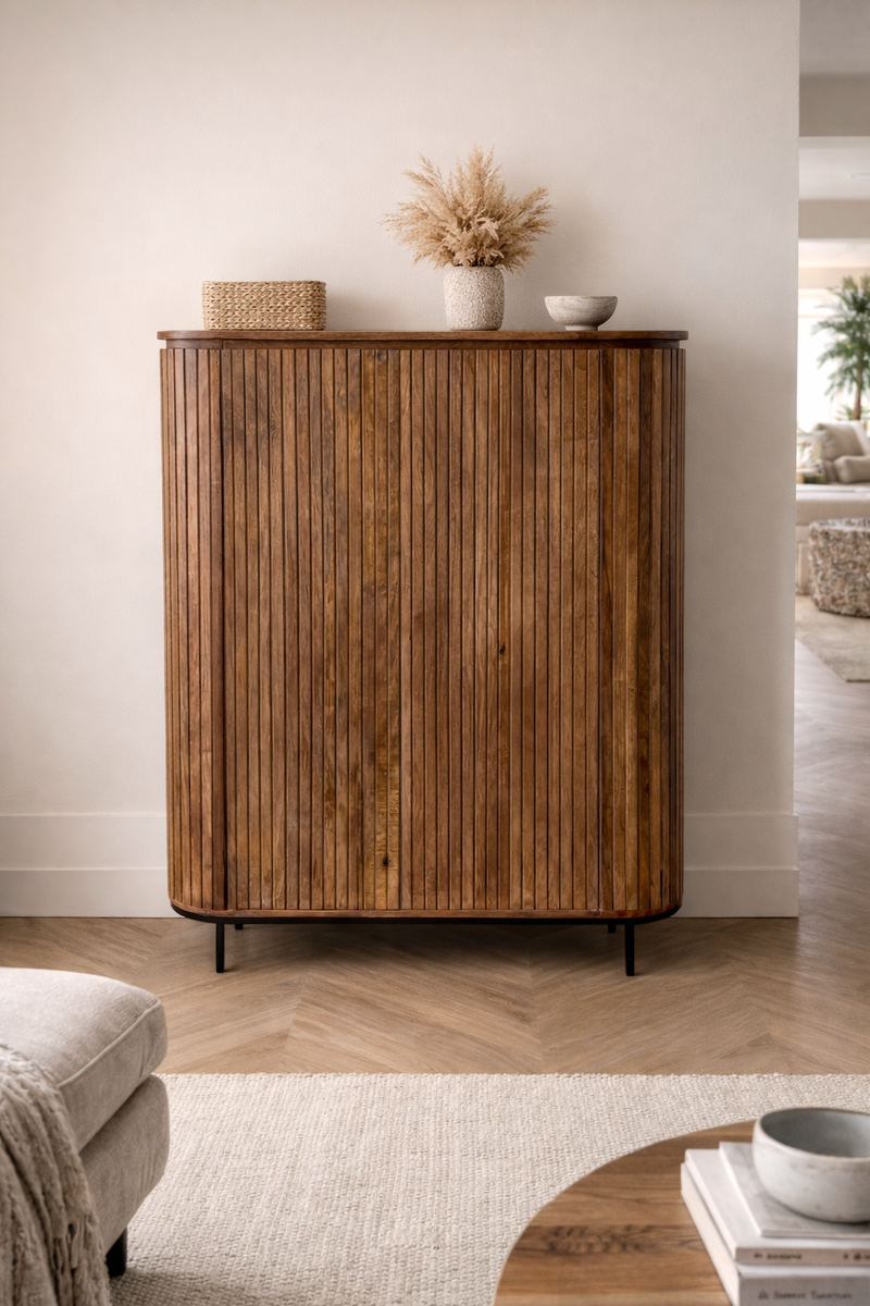 Kast Pedrera mangohout ribbel - Retro 