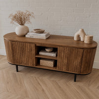 TV meubel Pedrera 140 cm mangohout ribbel - Leverbaar medio december