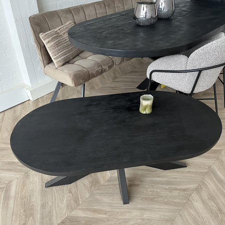 Salontafel Deens ovaal mangohout zwart matrix