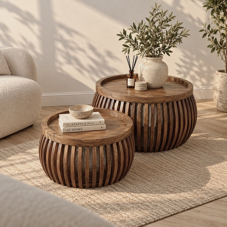 Salontafel Cadiz curve set van 2 - brown mangohout