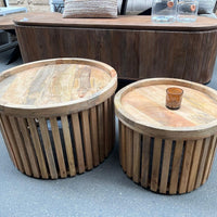Salontafel Cadiz - 2 kleuren - ronde houten poot