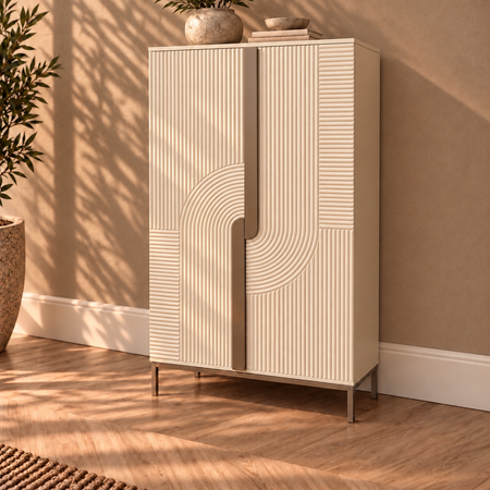 Opbergkast June | Mangohout | Creme/ White | 166 cm