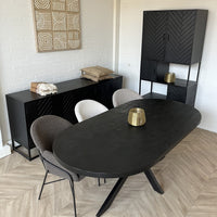 Eettafel Deens ovaal zwart mangohout 160 t/m 220 cm 
