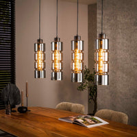 Hanglamp Cylinder Glass 4-lichts / Artic zwart