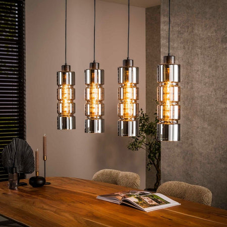 Hanglamp Cylinder Glass 4-lichts / Artic zwart