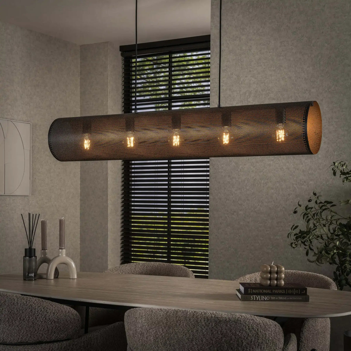 Hanglamp Tubon Mesh 5-lichts / Artic zwart