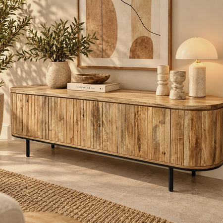 TV Meubel Pedrera 170 cm natural mangohout ribbel 