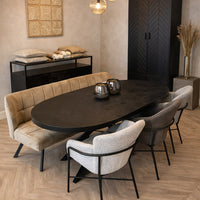 Eettafel Deens ovaal zwart mangohout 160 t/m 220 cm 