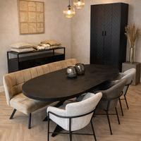 Eettafel Deens ovaal zwart mangohout 160 t/m 220 cm 