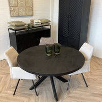 Eettafel Preto rond zwart Mangohout 110/120/130 cm