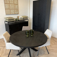 Eettafel Preto rond zwart Mangohout 110/120/130 cm