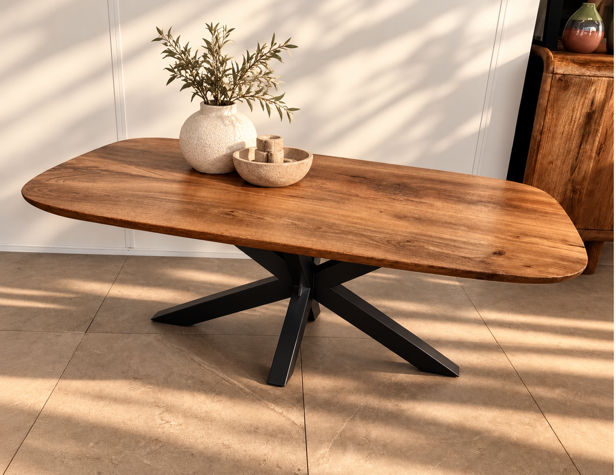 Salontafel Deens Ovaal | Mangohout | Matrixpoot Zwart