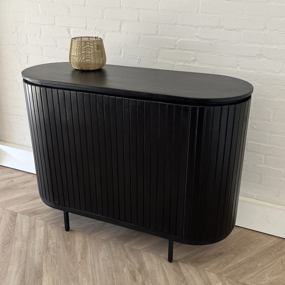 Dressoir Pedrera zwart 115 cm mangohout  ribbel