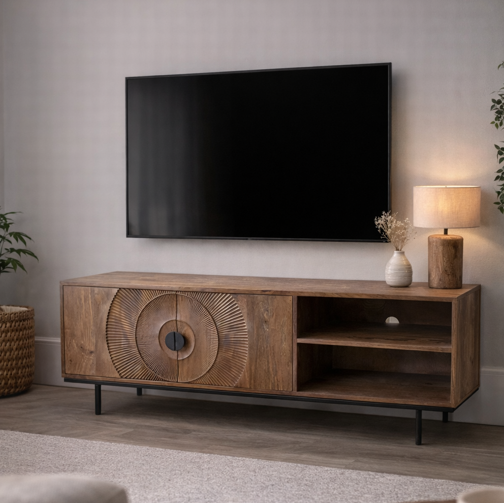 TV meubel Altea 160 carved mangohout 