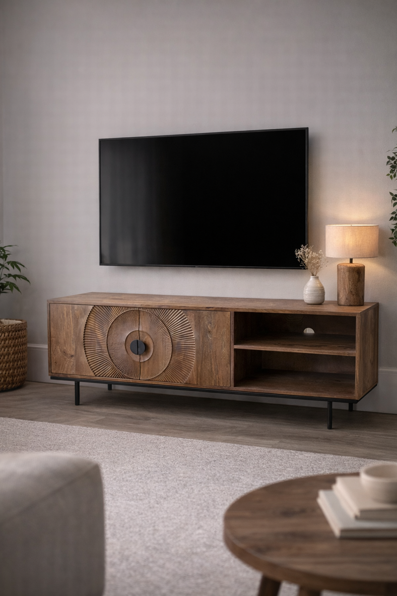 TV meubel Altea 160 carved mangohout 