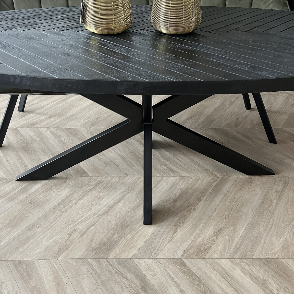 Ovale eettafel visgraat zwart 210cm