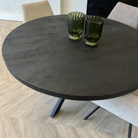 Eettafel Preto rond zwart Mangohout 110/120/130 cm