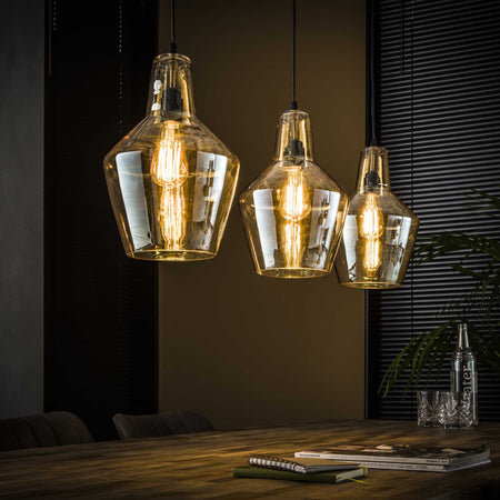 Hanglamp Glass Cone 3-lichts / Oud zilver