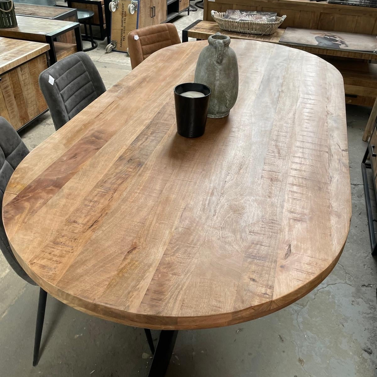 Eettafel deens ovaal mangohout moreno 160 t/m 220 cm