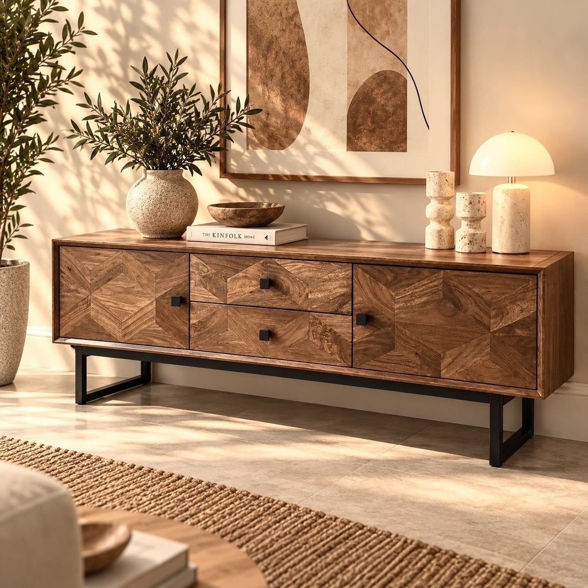 TV meubel Calpe 140 cm mangohout visgraat 