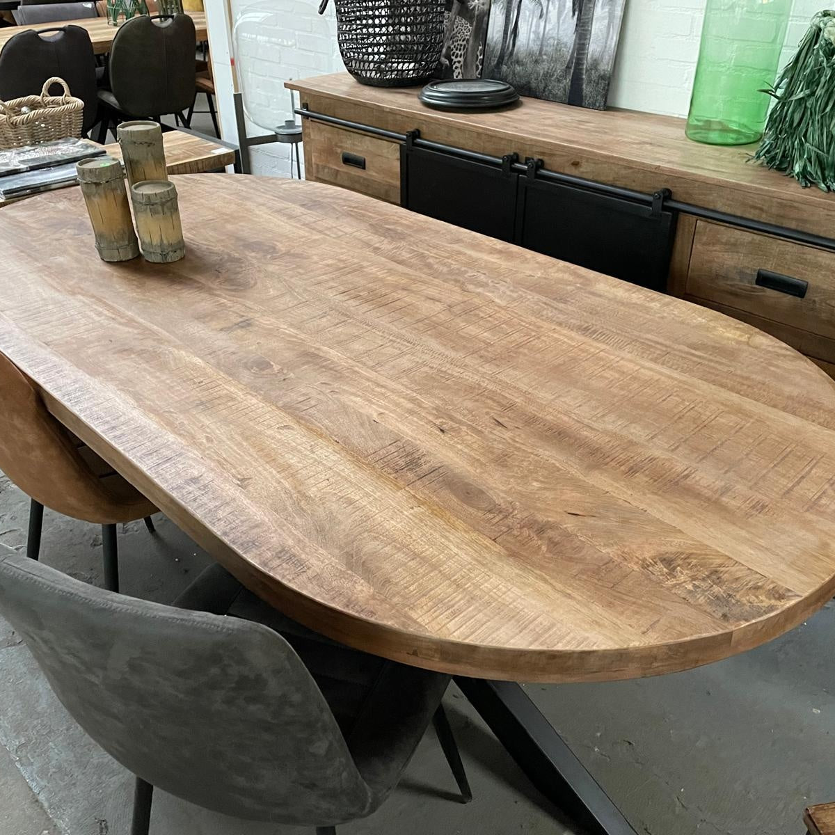 Eettafel deens ovaal mangohout moreno 160 t/m 220 cm