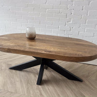 Salontafel Deens ovaal mangohout matrix zwart