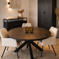 Eettafel Preto rond zwart Mangohout 110/120/130 cm