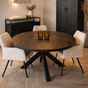 Eettafel Preto rond zwart Mangohout 110/120/130 cm
