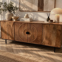 Dressoir Altea carved - zwart of bruin  mangohout 180 cm
