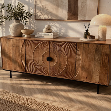 Dressoir Altea carved - zwart of bruin  mangohout 180 cm