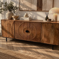 Dressoir Altea carved - zwart of bruin  mangohout 180 cm