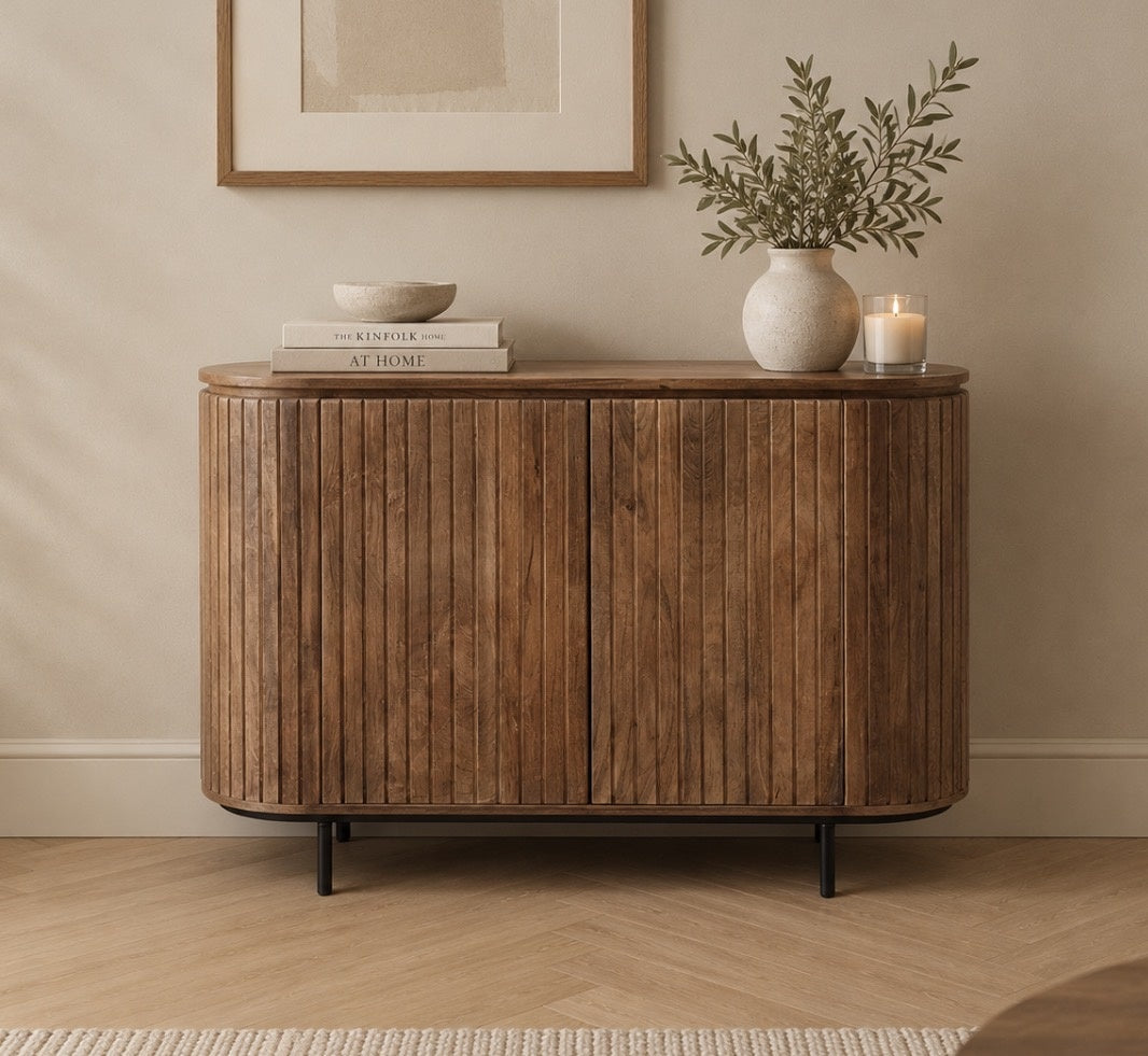 Dressoir Pedrera 115 cm Mangohout ribbel  retro  