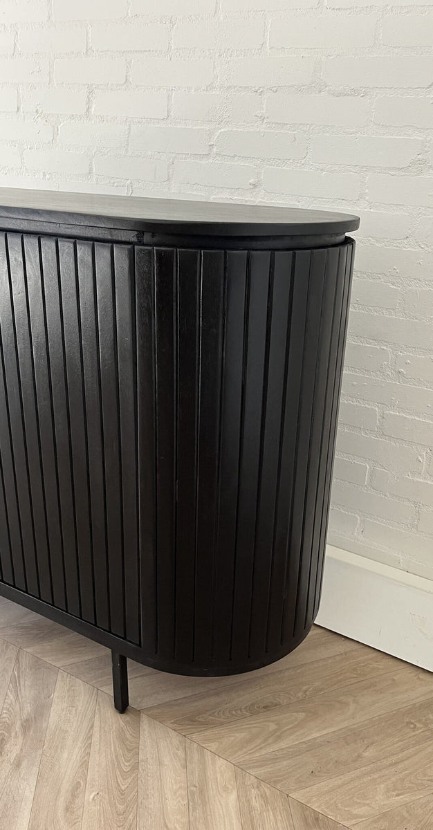 Dressoir Pedrera zwart 115 cm mangohout  ribbel