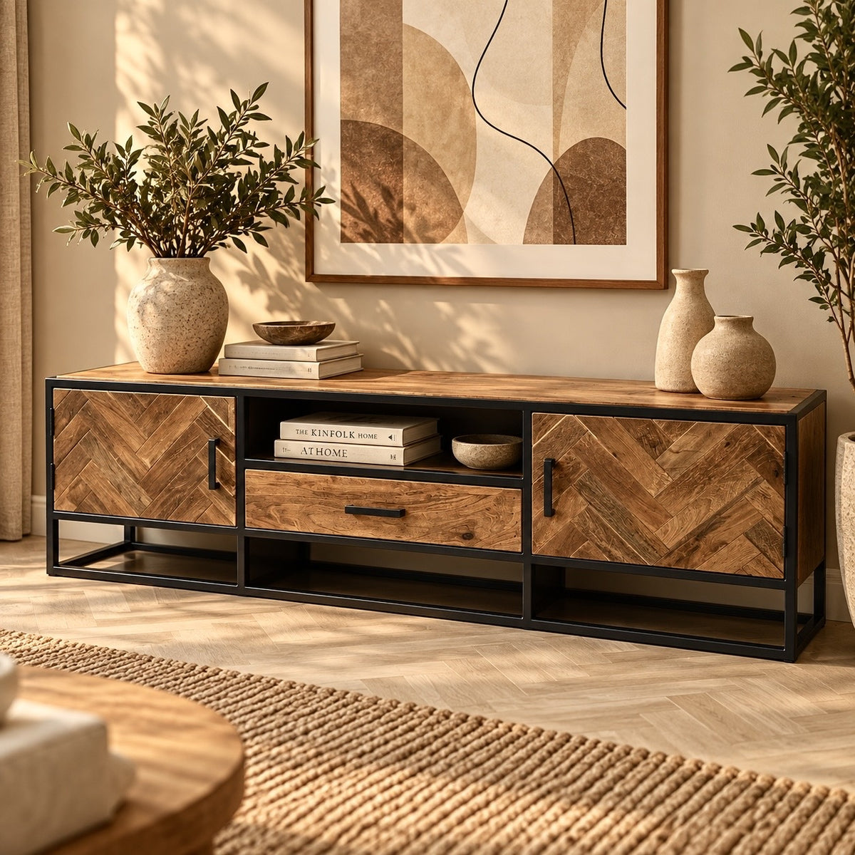TV Meubel visgraat 165 cm mangohout