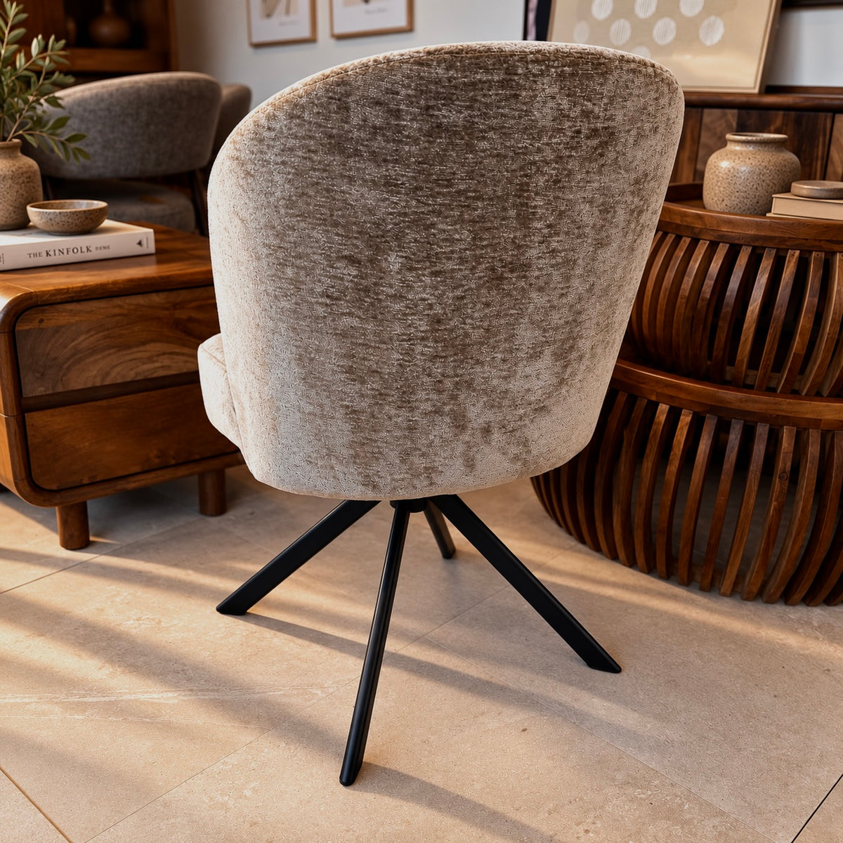 Eetkamerstoel Bella | Taupe | Pocketvering | 360 graden draaibaar