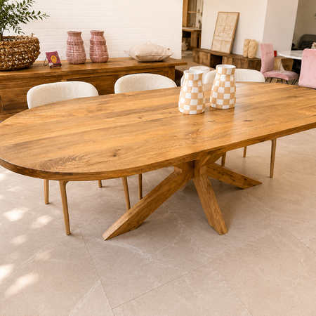 Eettafel Deens ovaal Vigo | Houten Poot | Mangohout | 160 t/m 220 cm