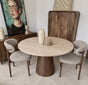 Eettafel Rond Travertin | 120 cm | Houten Poot | Leverbaar januari '27