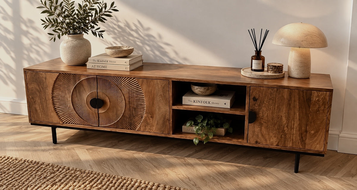 TV-meubel Altea carved mangohout -  190 cm 