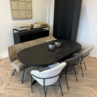 Eettafel Deens ovaal zwart mangohout 160 t/m 220 cm 