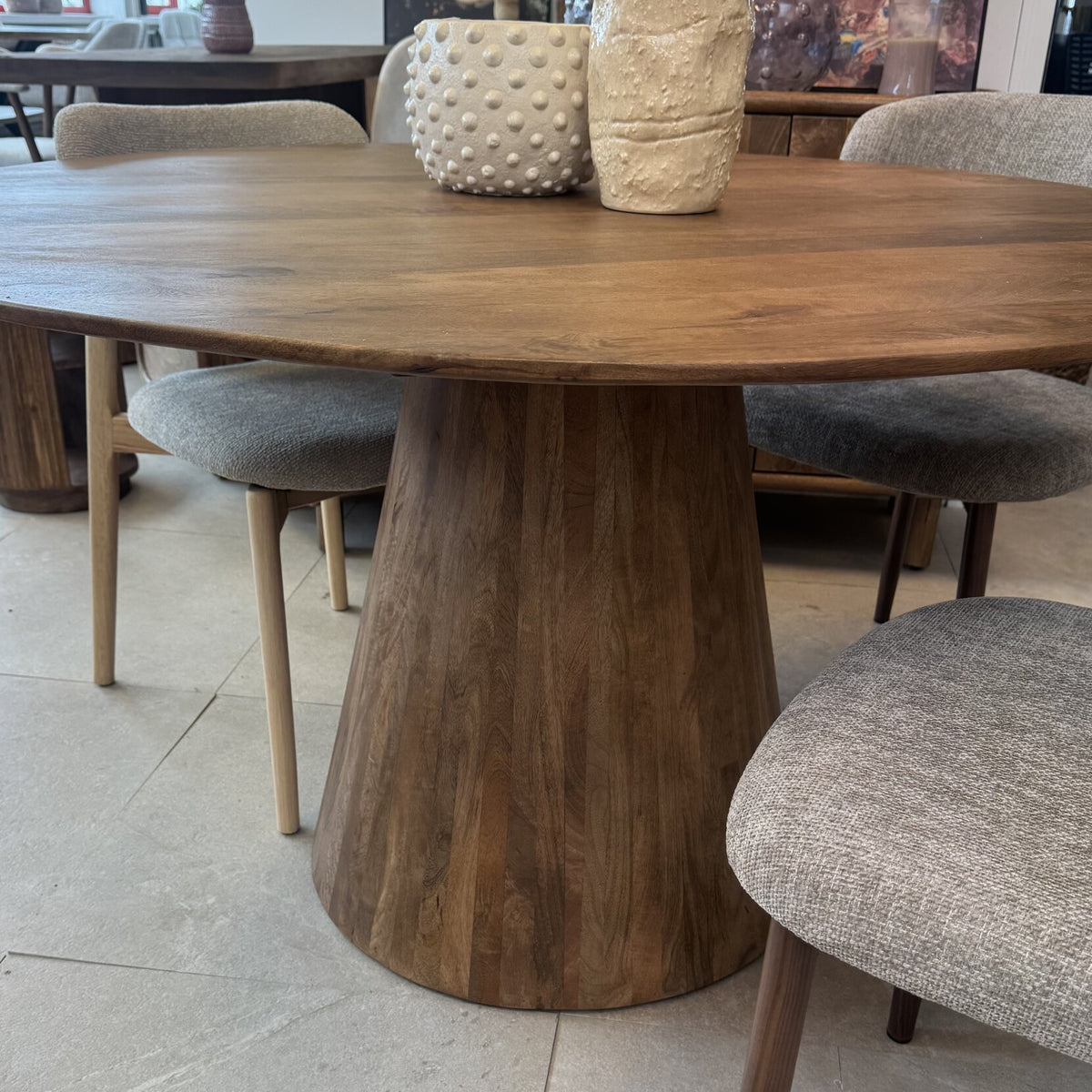 Eettafel Rond | Mangohout | Bruin | Houten Poot