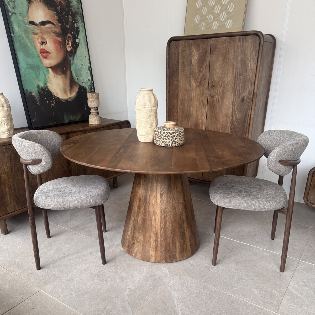 Eettafel Rond | Mangohout | Bruin | Houten Poot