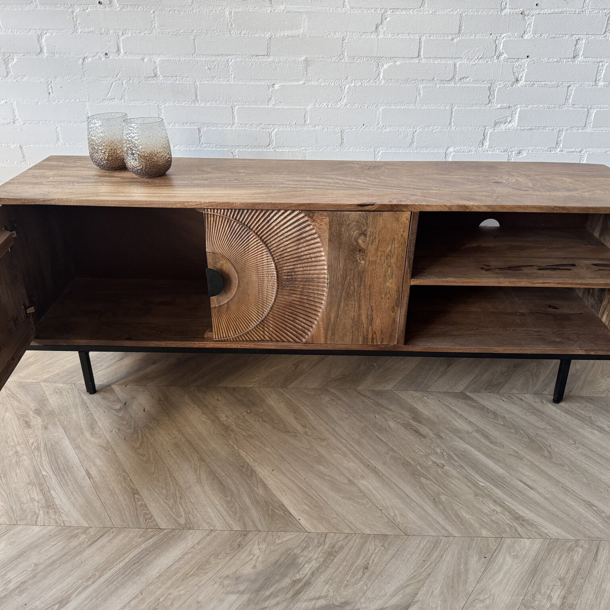 TV meubel Altea 160 carved mangohout 