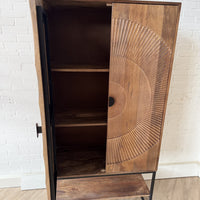 Kast Altea carved mangohout  - bruin - Leverbaar medio oktober