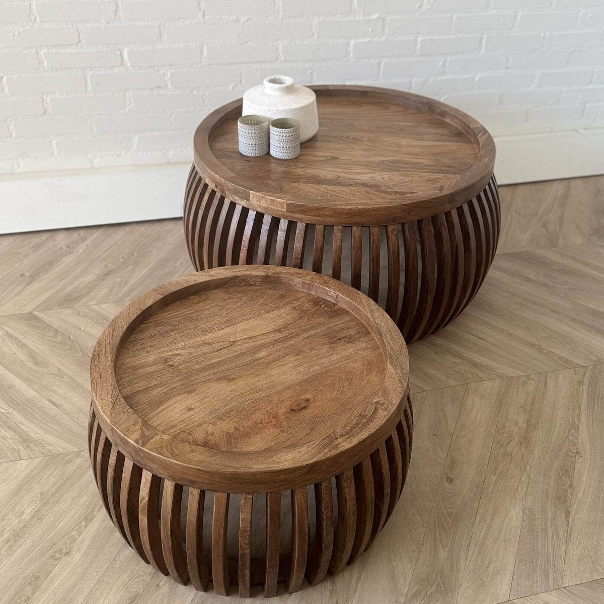 Salontafel Cadiz curve set van 2 - brown mangohout