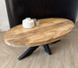 Salontafel ovaal 100 & 130 cm mangohout matrix zwart