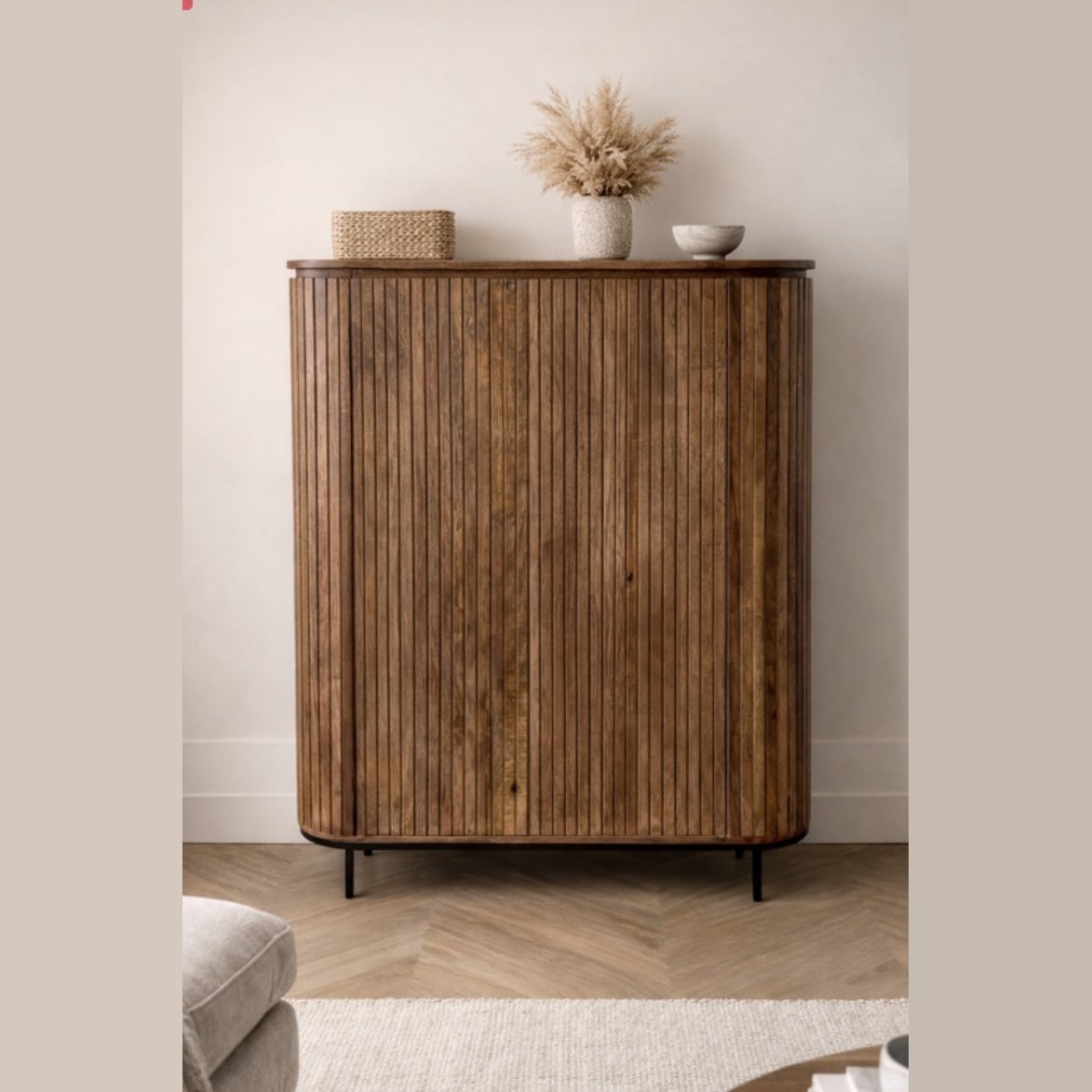 Kast Pedrera mangohout ribbel - Retro 
