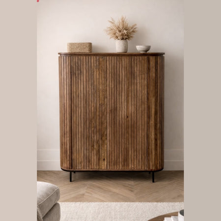 Kast Pedrera mangohout ribbel - Retro 